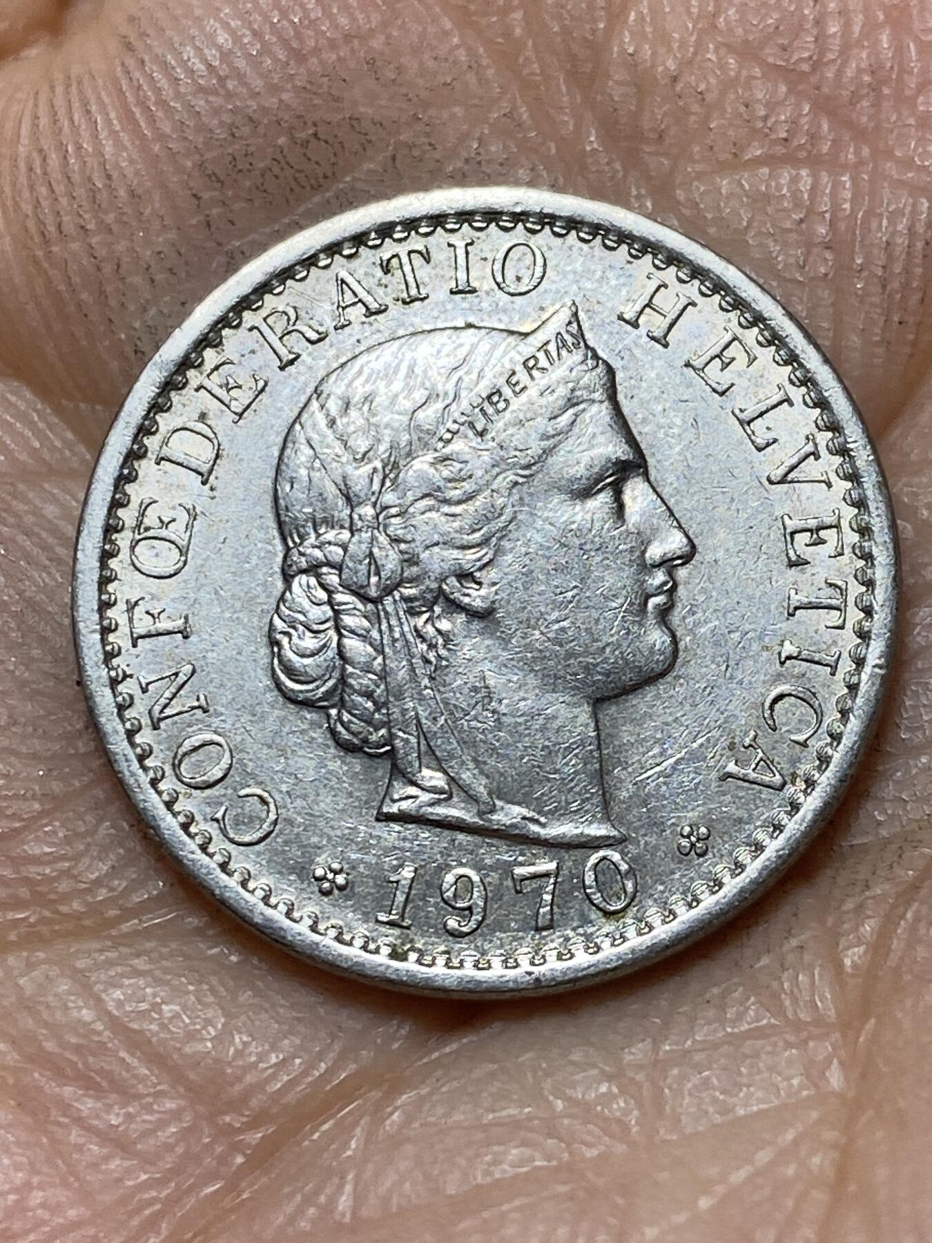 2025年第一百三十九场(总第一百六十五场）外国好品散币场(免佣金) 瑞士🇨🇭1970年20拉彭(第三版，无标版)