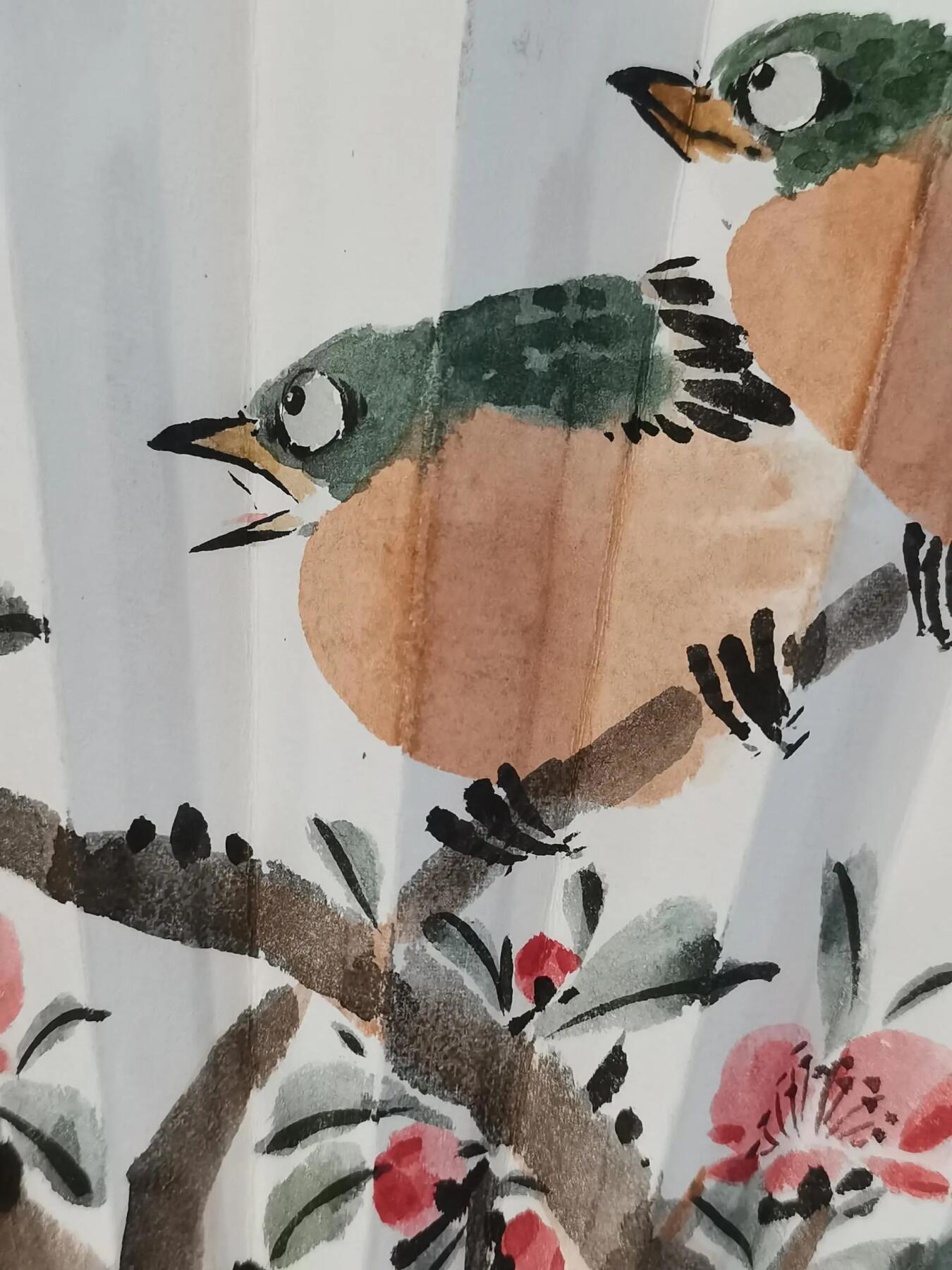 抚柳草堂-第三期章牌钱币 奖章勋章限时免佣 满百包邮 放漏专场 实力派画家纯手绘 花鸟诗文折扇 用笔细腻构图饱满 开合设计效果佳 长30cm竹扇骨