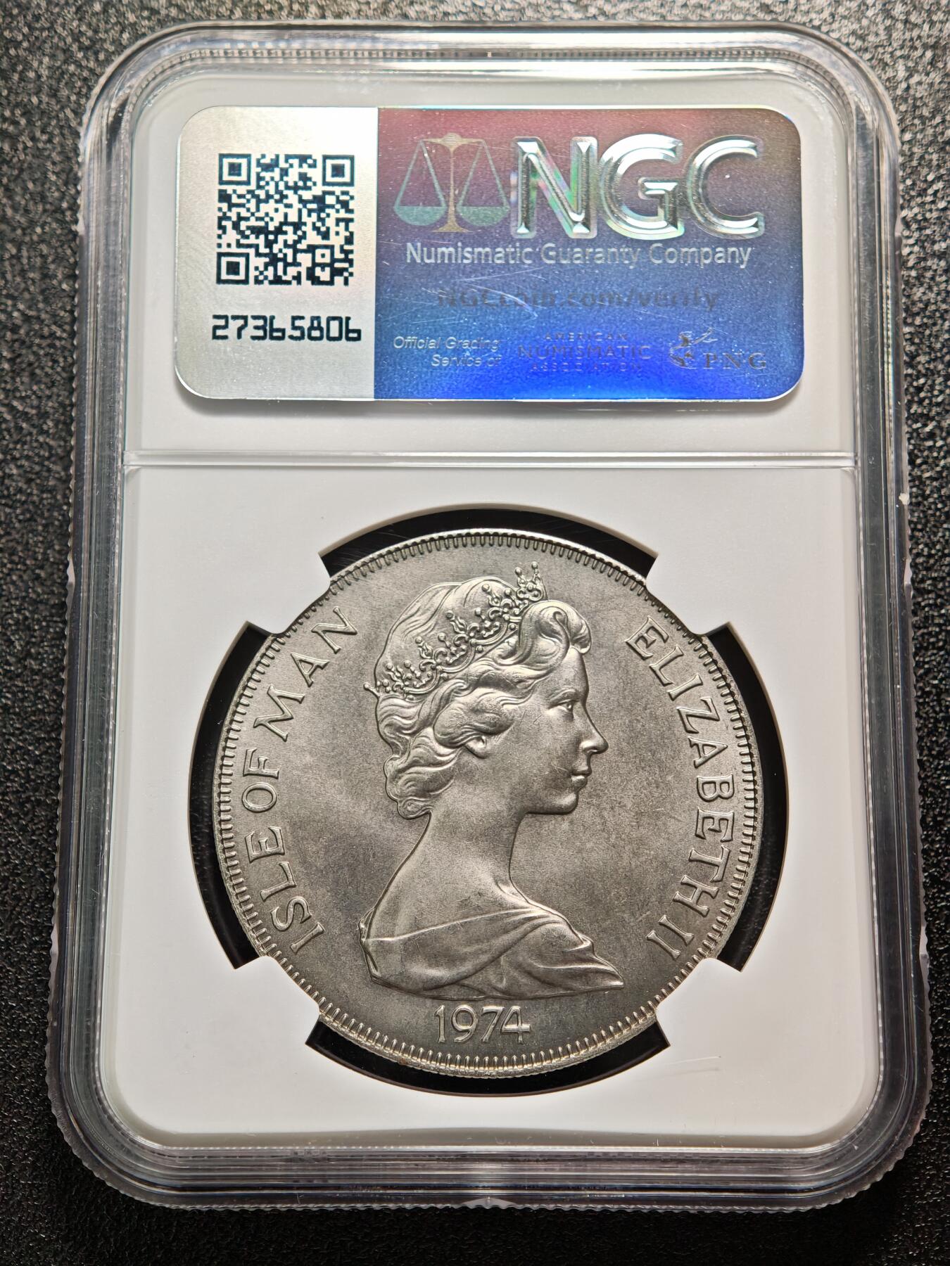 【德藏】世界币章拍卖第158期（拍品征集中~欢迎藏友联系） 1974年 马恩岛丘吉尔诞辰百年纪念1克朗纪念镍币 NGC MS66 状态极佳