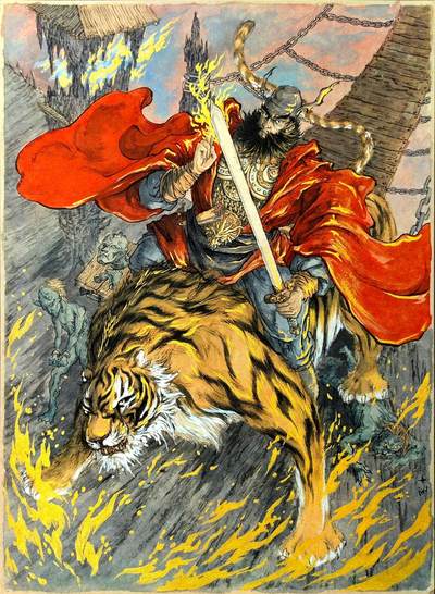 白泽拍卖卡牌手绘专场第30期（白金之夜 跨年大拍） - 2025 十州手绘画 钟馗 尺寸：32.8cm*45cm  十州亲签