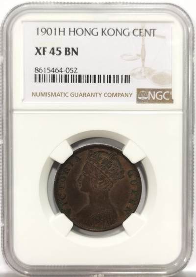博洋堂世界钱币拍卖第154期（全场包邮） - NGC XF45BN 香港1901年H维多利亚一仙铜币