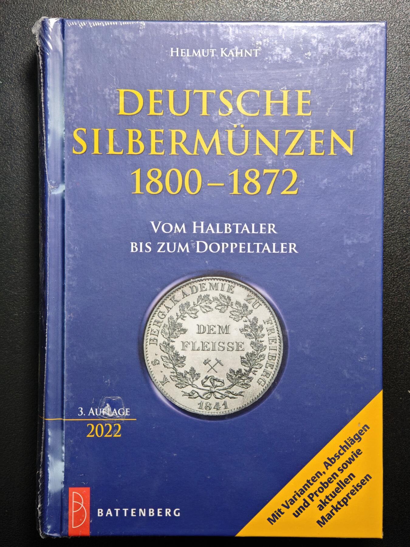 【德藏】世界币章拍卖第158期（拍品征集中~欢迎藏友联系） 全新未拆封 1800-1872年德国银币目录 从半泰勒到2泰勒 铜版纸印刷 全书约706页