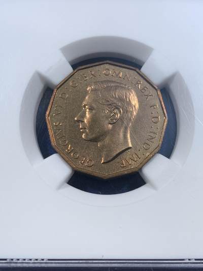 《竞宝斋》第449场 周日，周一，周二  3场连拍 （全场包邮，欢迎送拍） NGC PF66 英国1937年乔治六世精制3便士铜币