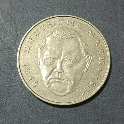 【游宝包邮场】蛇年第101期 世界各国纪念币 - 德国-2马克 1994年 库尔特·舒马赫(Kurt Schumacher)