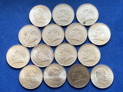 《竞宝斋》第449场 周日，周一，周二  3场连拍 （全场包邮，欢迎送拍） - 15枚一组 奥地利2先令银币 1928年舒伯特11枚+1934年总理逝世纪念2枚+1932年伊格纳兹·塞佩尔2枚 640银 总重约180克