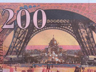 《竞宝斋》第449场 周日，周一，周二  3场连拍 （全场包邮，欢迎送拍） PMG 67EPQ 法国 1997年200法郎 埃菲尔 高分老壳