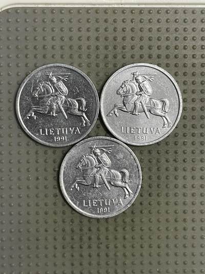 2025年第145场各国散币拍卖（总第145场） - 立陶宛1991年1分3枚
