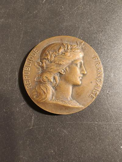 老王徽章第171期 - 法国巴黎速记学院大铜章     亨利杜布瓦作品    直径36mm    重量25.1g