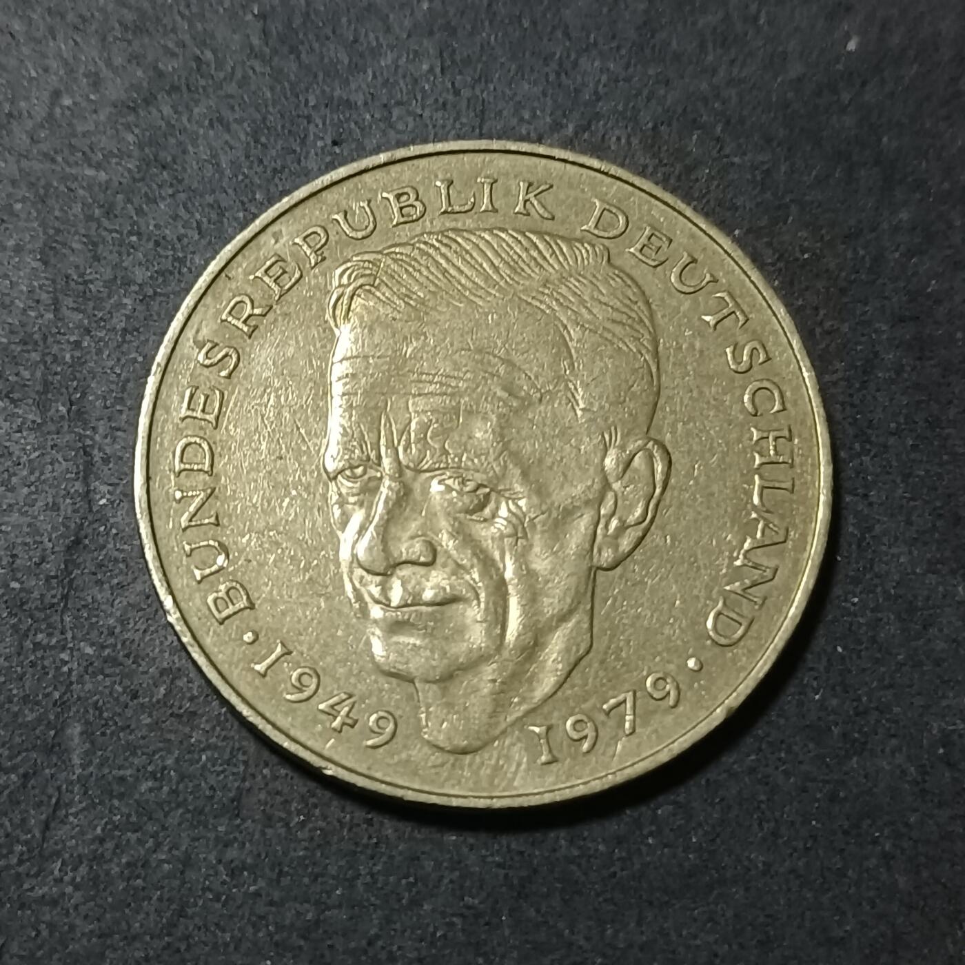 【游宝包邮场】蛇年第101期 世界各国纪念币 德国-2马克 1988年 路德维希·艾哈德(Ludwig Erhard)