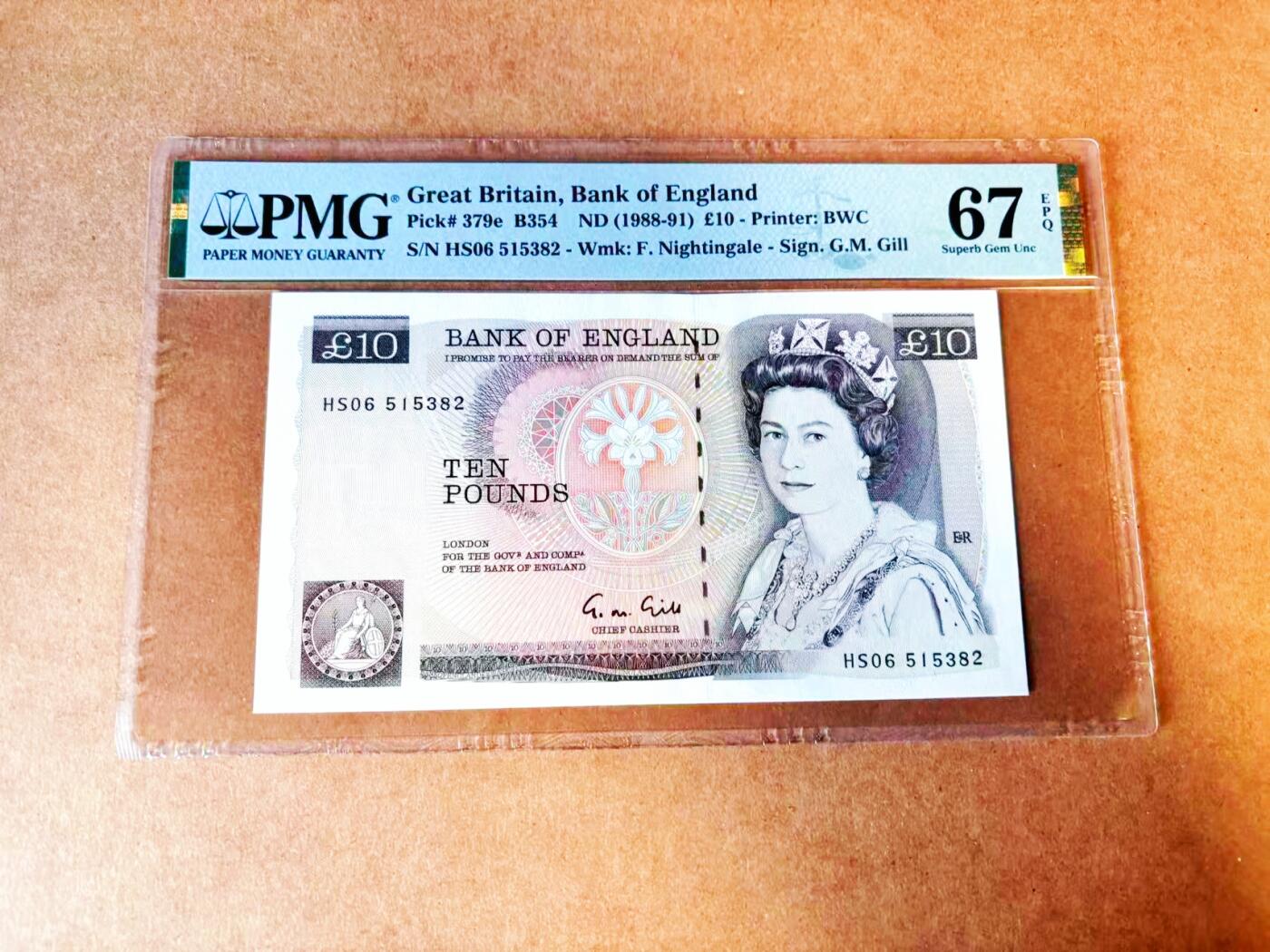 【Blue Auction】世界纸币精拍第766期——18级TOP拍卖/信誉/品质/专业/高效💫 【无47】英国 D序列 1988-91年10镑  PMG67EPQ 