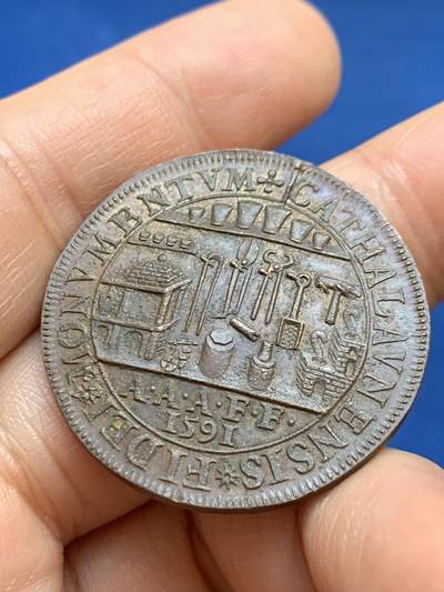 《竞宝斋》第449场 周日，周一，周二  3场连拍 （全场包邮，欢迎送拍） 法国国王亨利四世纪念铜章 18.05克 348mm 细节丰富 铸造时间不详 双面深打