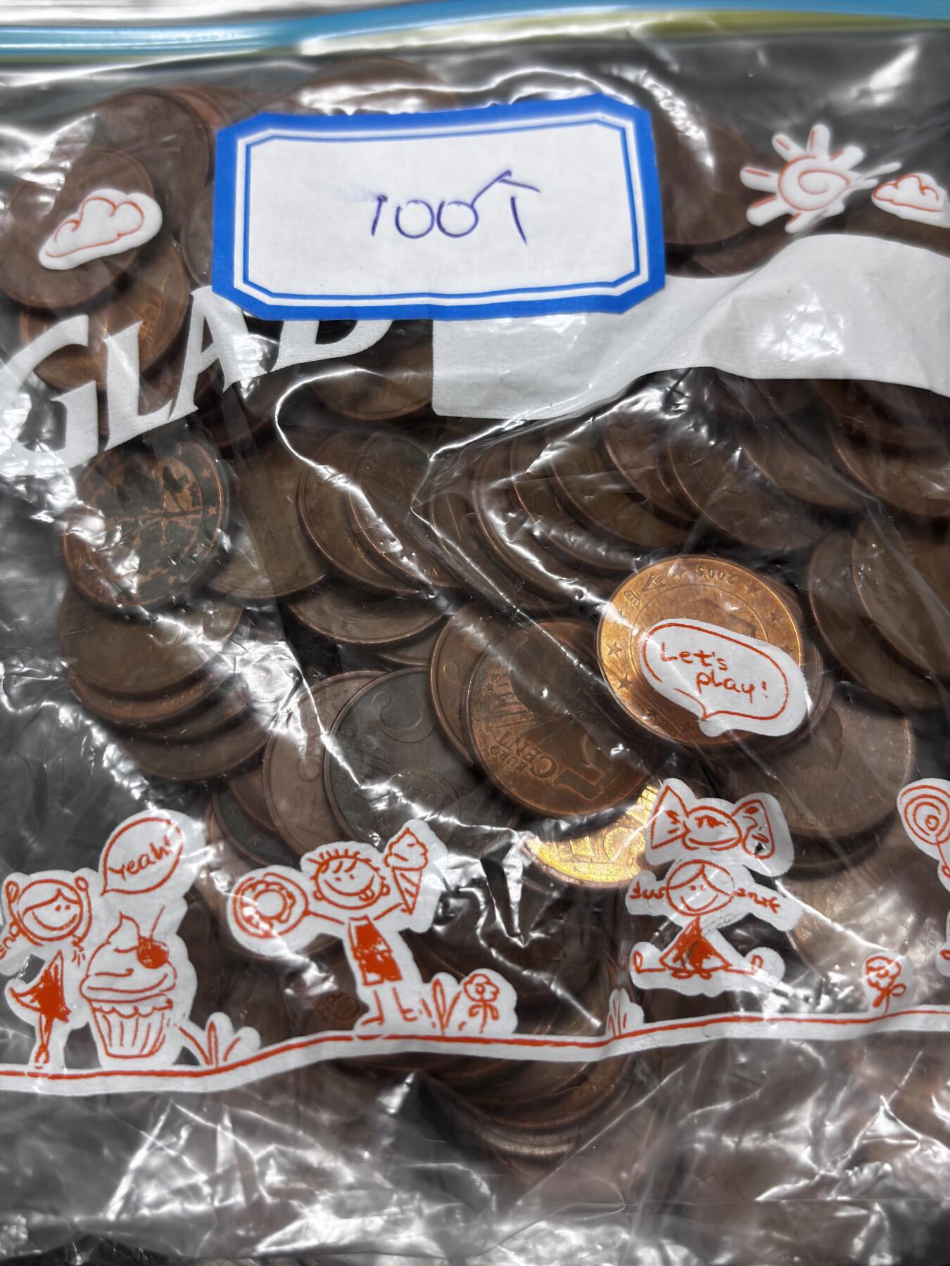 文馨钱币收藏第 286 场，圣诞节专场【 长期接收代拍品低至 0 佣金】 欧盟各国 5 欧分 100 枚未挑，有少见国家的