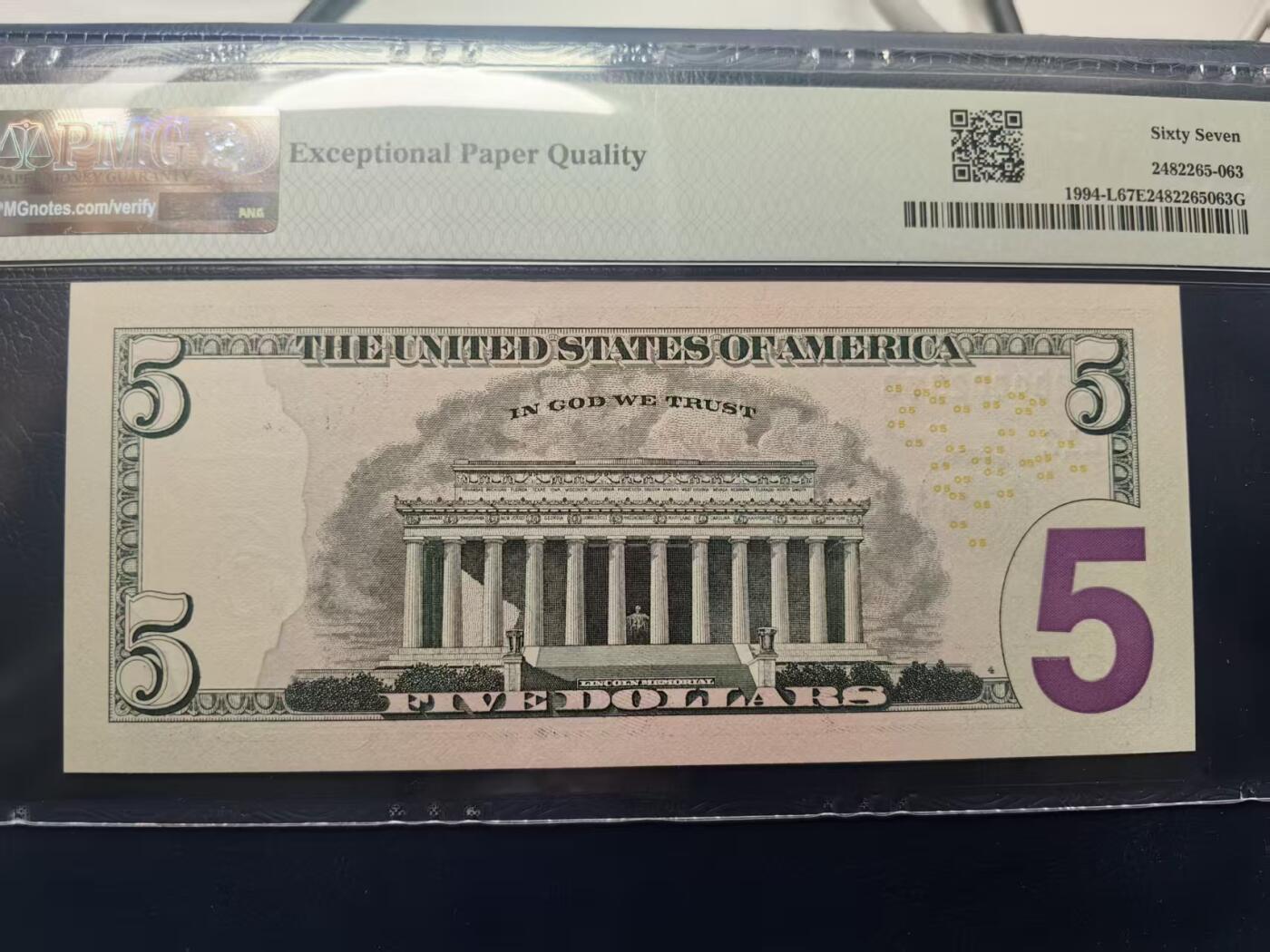 【Blue Auction】世界纸币精拍第766期——18级TOP拍卖/信誉/品质/专业/高效💫 【237小号】美国 2009年5美金 PMG67EPQ 旧金山版