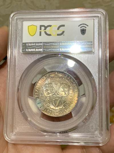 《竞宝斋》第449场 周日，周一，周二  3场连拍 （全场包邮，欢迎送拍） PCGS MS64 英国 1893年 维多利亚披纱佛罗林银币 五彩包浆 光度也很好 值得关注