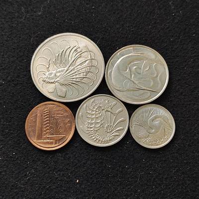 【全场包邮】纯粹捡漏拍488场（免费代拍第25场） - 新加坡各年份首版5枚套币