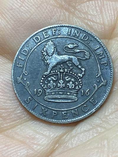 2025年第一百四十四场(总第一百七十场）品种丰富英国一线回流散币年末特拍场第一场(免佣金) - 英国🇬🇧1916年6便士银币(乔治五世第一版，925高银)