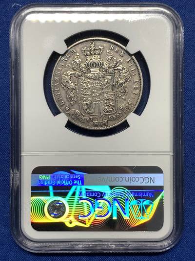 《竞宝斋》第449场 周日，周一，周二  3场连拍 （全场包邮，欢迎送拍） NGC XFD 英国 1825年 乔治四世 半克朗银币