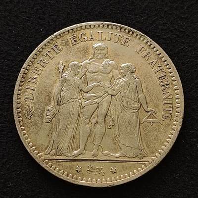 【全场包邮】纯粹捡漏拍489场（免费代拍第26场） - 法国1876年A厂5法郎大力神（37毫米25克）银币