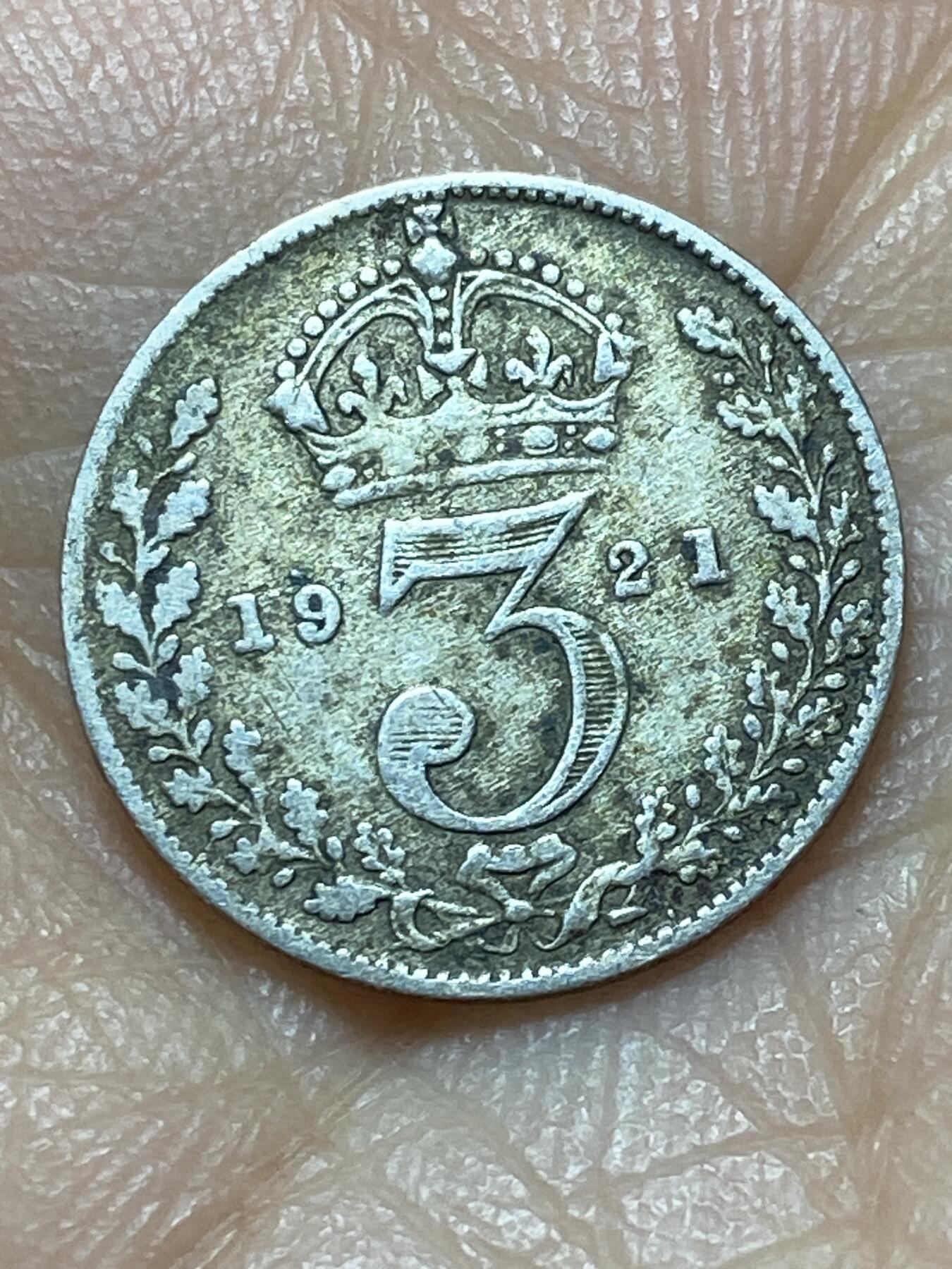 2025年第一百四十四场(总第一百七十场）品种丰富英国一线回流散币年末特拍场第一场(免佣金) 英国🇬🇧1921年3便士银币(乔治五世第二版，500银)