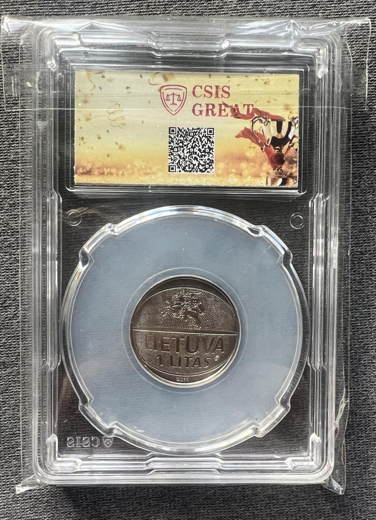 【克劳斯获奖币】立陶宛2011年欧洲篮球锦标赛镍币