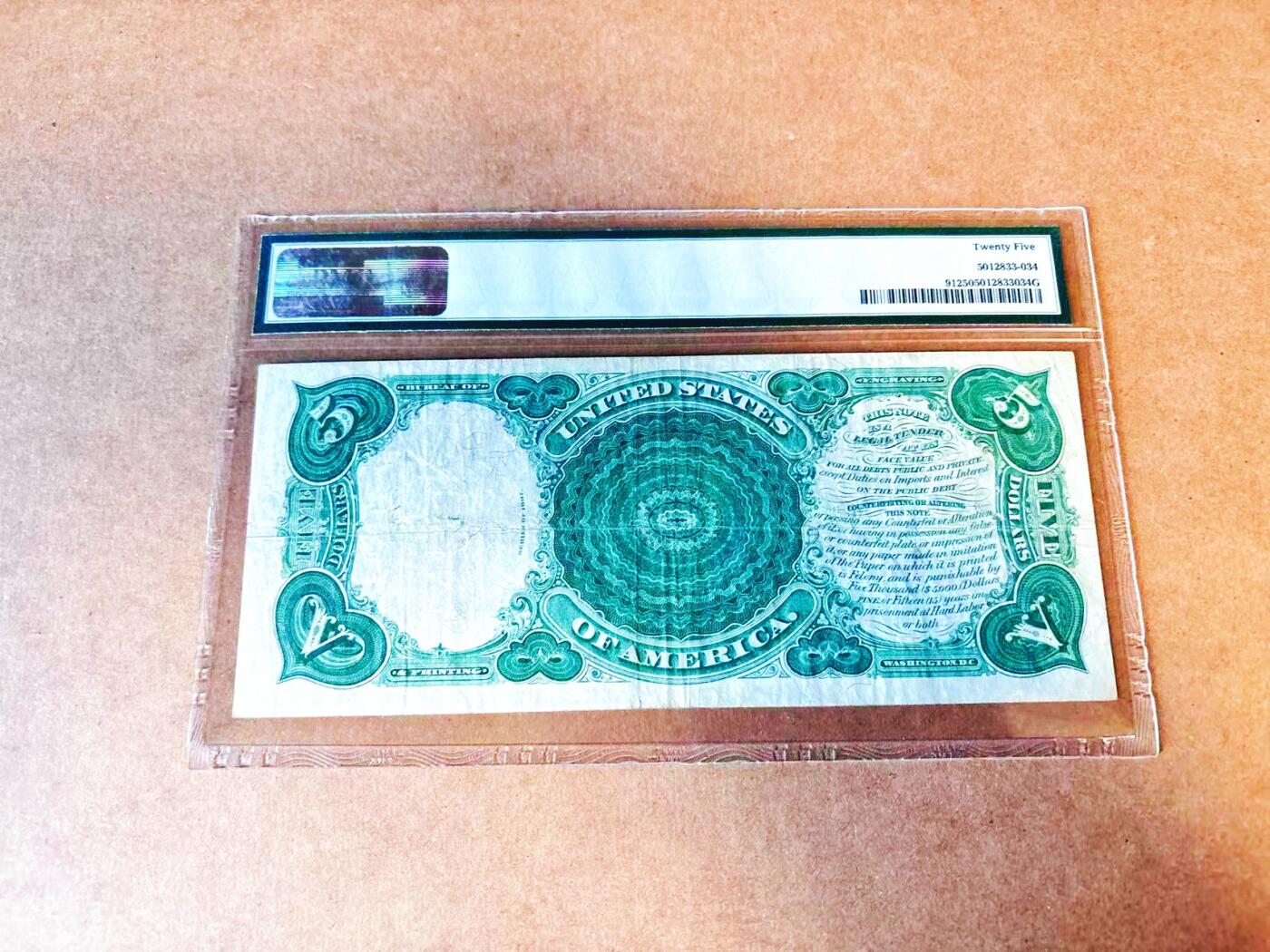 【Blue Auction】世界纸币精拍第766期——18级TOP拍卖/信誉/品质/专业/高效💫 美国 1907年5美金 伐木工 PMG25