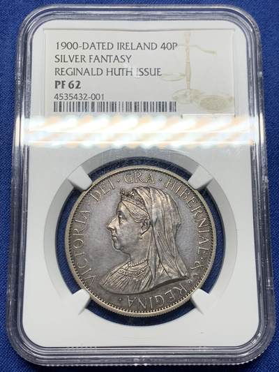 《竞宝斋》第449场 周日，周一，周二  3场连拍 （全场包邮，欢迎送拍） - 稀少 NGC PF62 爱尔兰 1900 纪念维多利亚女王访问爱尔兰 银质40P Reginald Huth发行  最近裸币成交价超过2万 纵观也没几枚拍卖记录