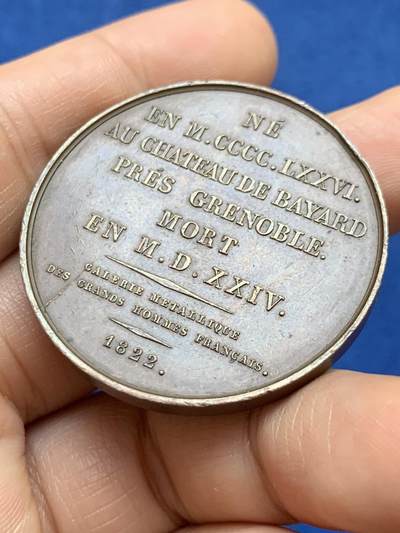 《竞宝斋》第449场 周日，周一，周二  3场连拍 （全场包邮，欢迎送拍） 法国1822年巴亚尔纪念铜章 40.6克 41.1mm 高浮雕