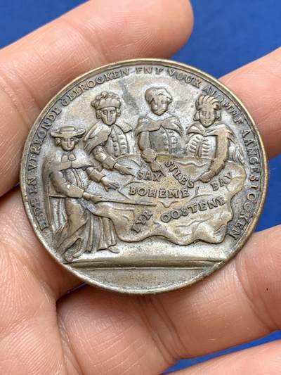 《竞宝斋》第449场 周日，周一，周二  3场连拍 （全场包邮，欢迎送拍） - 18世纪地区联盟破裂纪念章 原铸品 17.9克 42.8mm