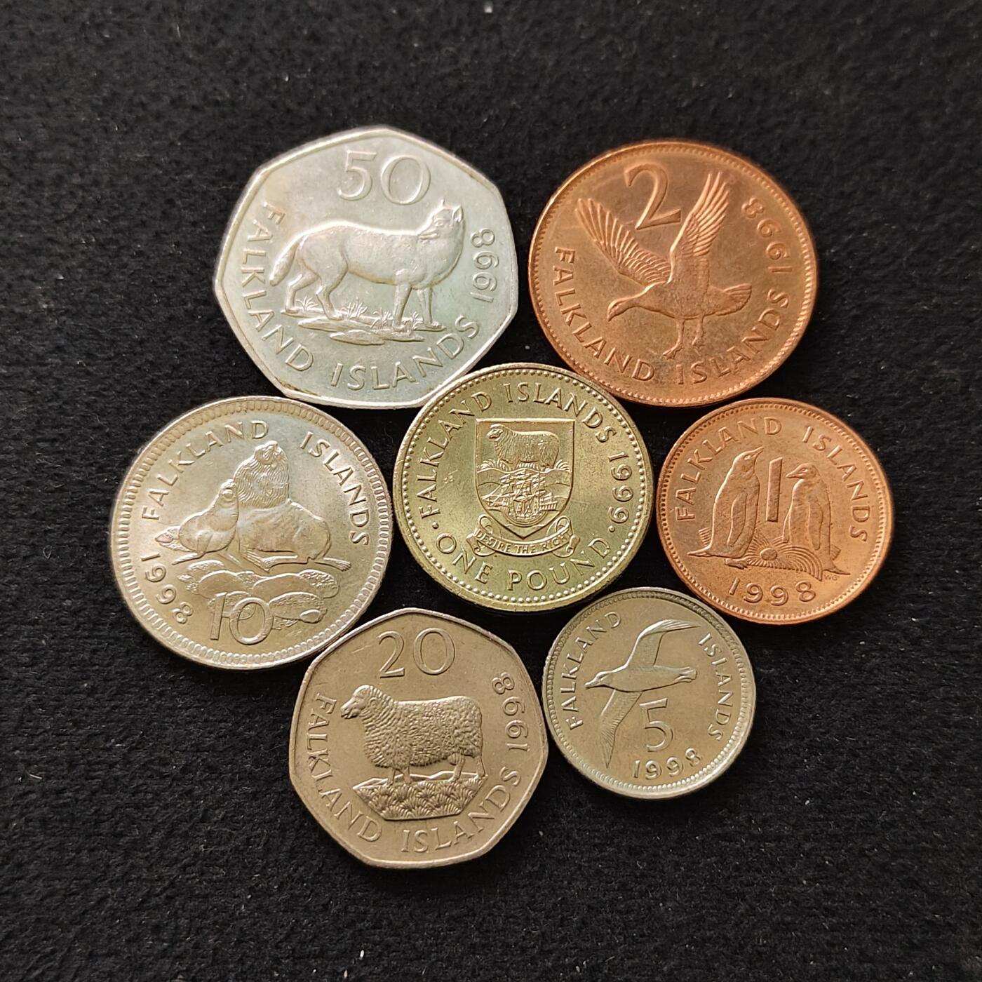 【全场包邮】纯粹捡漏拍488场（免费代拍第25场） 福克兰群岛1998-1999年7枚套币-含1镑