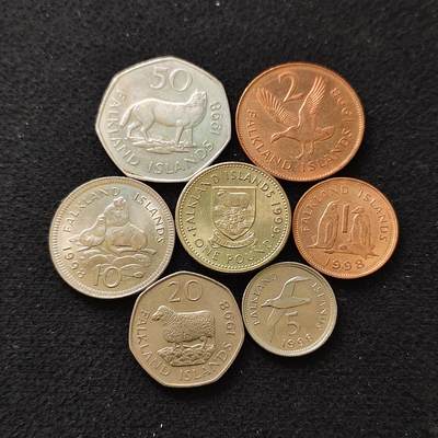 【全场包邮】纯粹捡漏拍488场（免费代拍第25场） - 福克兰群岛1998-1999年7枚套币-含1镑