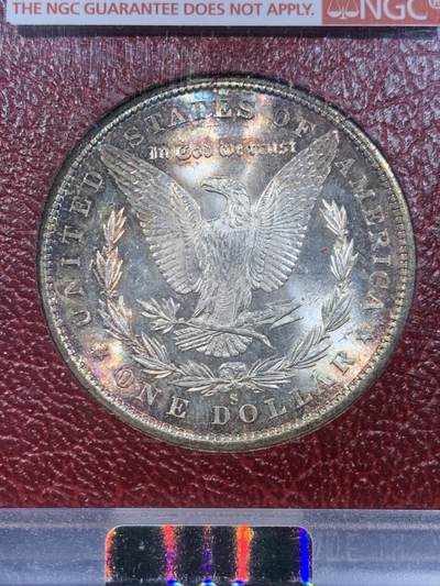 《竞宝斋》第449场 周日，周一，周二  3场连拍 （全场包邮，欢迎送拍） NGC MS64 美国 1880年 1美元 摩根银币 正宗“派拉蒙”集藏原盒 少见品种 五彩包浆 优秀底板