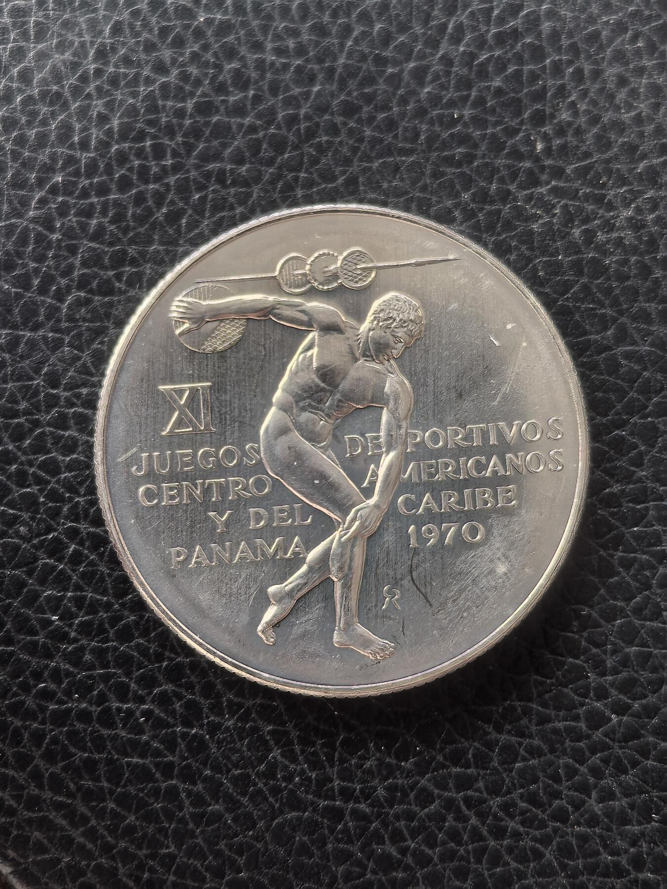 道一币馆币章第一百六十一场 巴拿马1970年5第11届加勒比运动会巴波亚大银币  35.7g 925S 