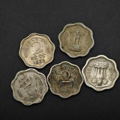 【淘币小摊】限时拍第八百三十五拍  散币批量币场  满百包邮可预留两周  周一统一发货  - 印度2派沙镍币5枚