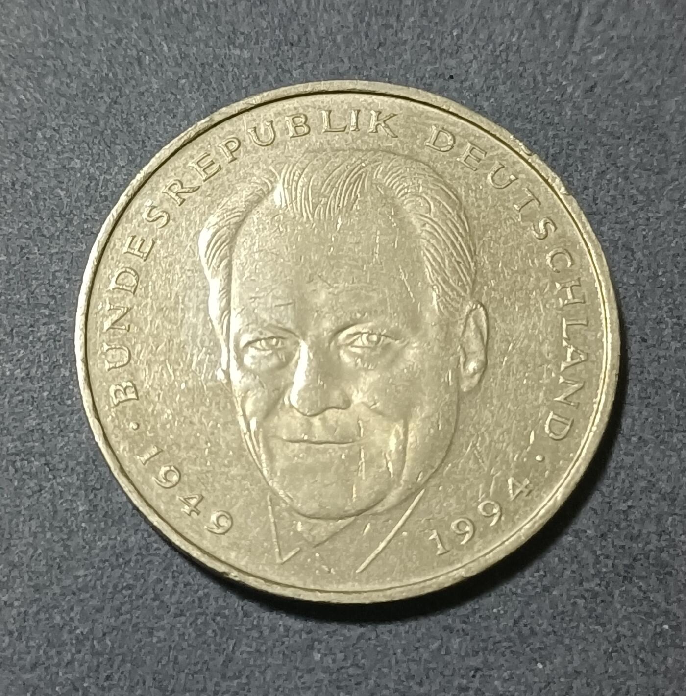 【游宝包邮场】蛇年第101期 世界各国纪念币 德国-2马克纪念币 1994年 维利·勃兰特(Willy Brandt) 少见品类 