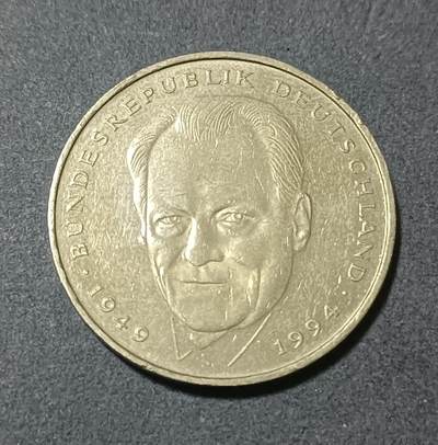 【游宝包邮场】蛇年第101期 世界各国纪念币 - 德国-2马克纪念币 1994年 维利·勃兰特(Willy Brandt) 少见品类 
