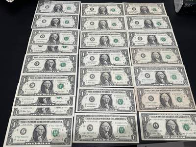 《外钞收藏家》第五百九十六期（精品大拍场）（本平台长期征集拍品、欢迎藏友们联系合作） - 多个年份1美元 23张一起 有几张全新 其他非全新