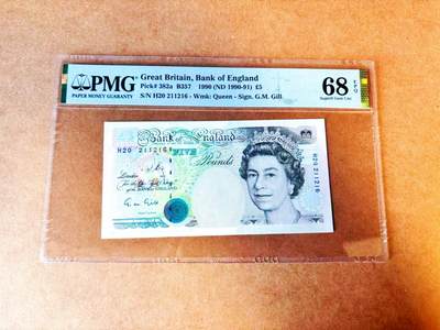 【Blue Auction】世界纸币精拍第766期——18级TOP拍卖/信誉/品质/专业/高效💫 - 【无47】英国 1990年5镑 PMG68EPQ 高分