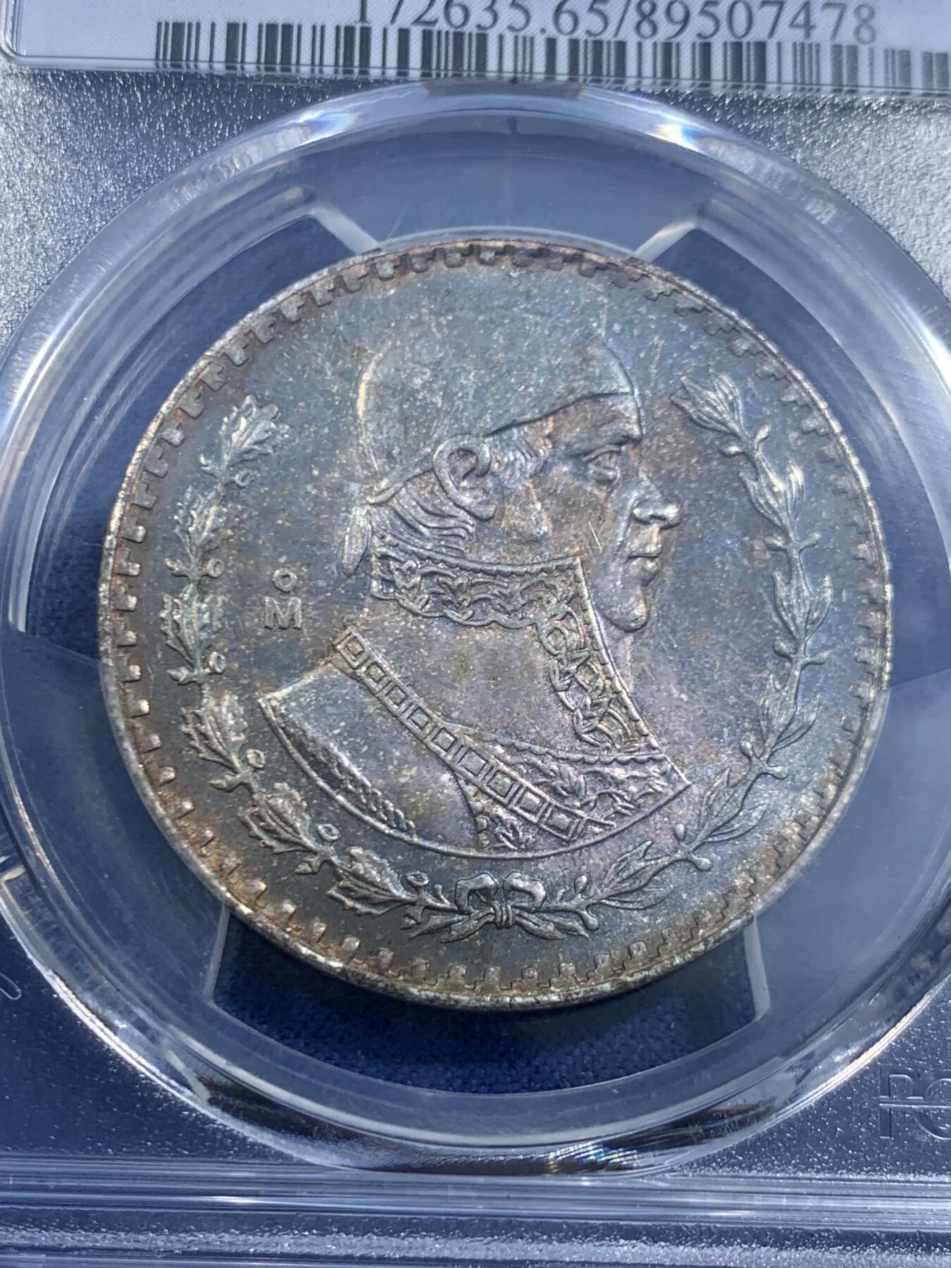 《竞宝斋》第449场 周日，周一，周二  3场连拍 （全场包邮，欢迎送拍） PCGS MS65 墨西哥1966年1比索银币 带彩出分不易 !