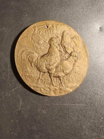 老王徽章第171期 - 法国瑟堡和科唐坦家禽协会大铜章     直径50mm    重量50g     大师里维特作品