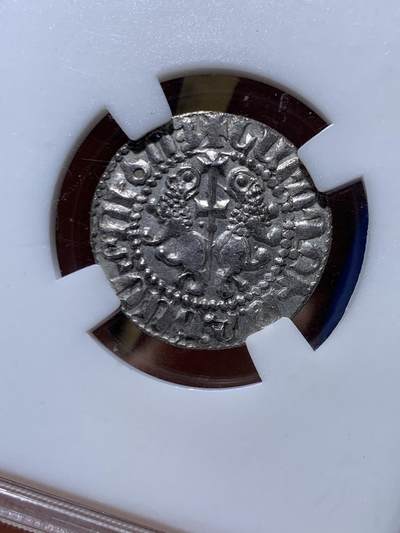 《竞宝斋》第449场 周日，周一，周二  3场连拍 （全场包邮，欢迎送拍） 无名王 AU 亚美尼亚 1198-1219年 1Tram 银币 莱翁二世在位时期发行 背双狮图案 打制一流 细节极美 中世纪币热门品种