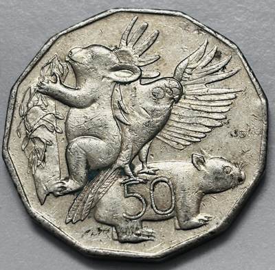 文馨钱币收藏第 286 场，圣诞节专场【 长期接收代拍品低至 0 佣金】 - 少见品 2004年澳大利亚学生设计动物50分纪念币