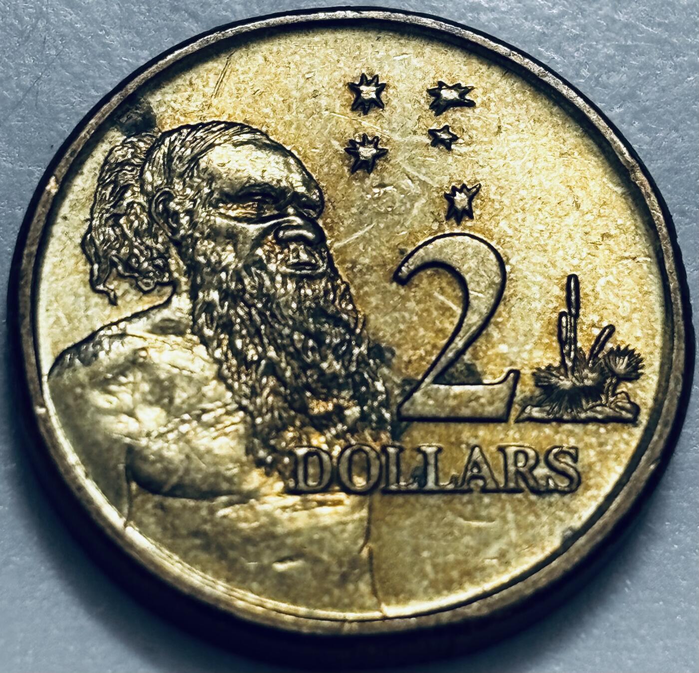 文馨钱币收藏第 286 场，圣诞节专场【 长期接收代拍品低至 0 佣金】 好品 1999 年澳大利亚土著人 2 元纪念币