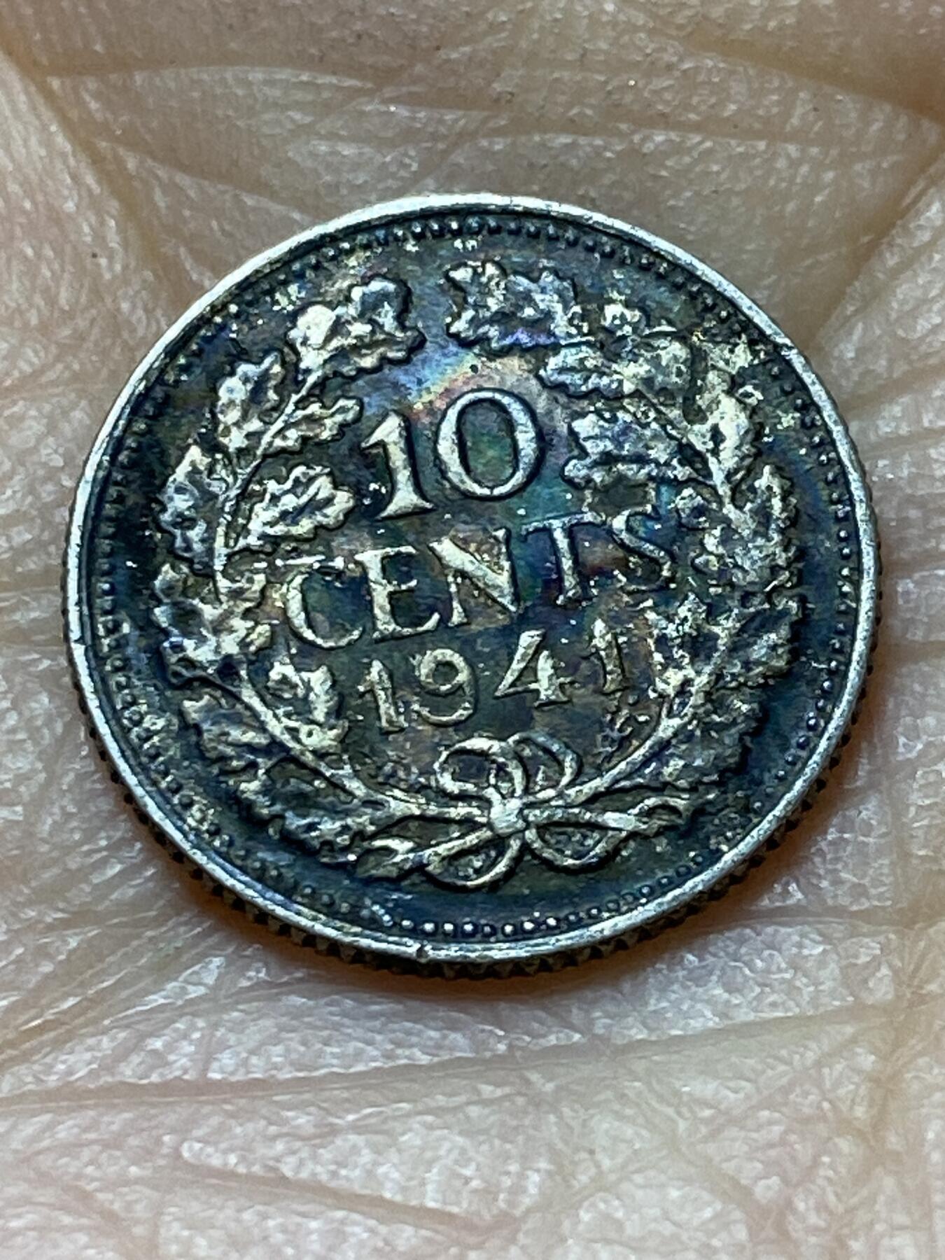 2025年第一百四十四场(总第一百七十场）品种丰富英国一线回流散币年末特拍场第一场(免佣金) 荷兰🇳🇱1941年10分银币(威廉明娜女王中年后期，Grapes–葡萄标，640银)