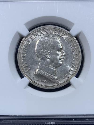 《竞宝斋》第449场 周日，周一，周二  3场连拍 （全场包邮，欢迎送拍） NGC MS61 意大利1916年2里拉马车银币