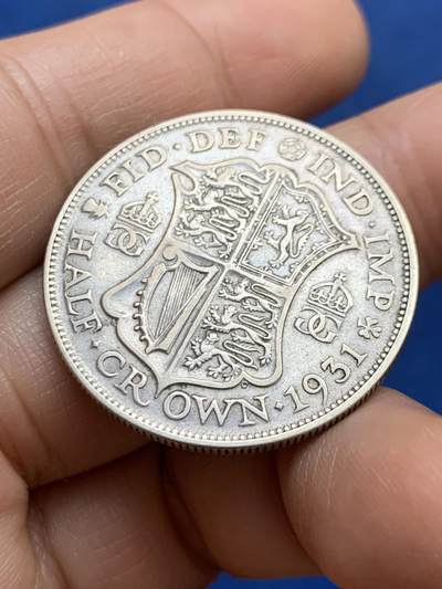 《竞宝斋》第449场 周日，周一，周二  3场连拍 （全场包邮，欢迎送拍） 英国 1931年 乔治五世头像 1/2克朗