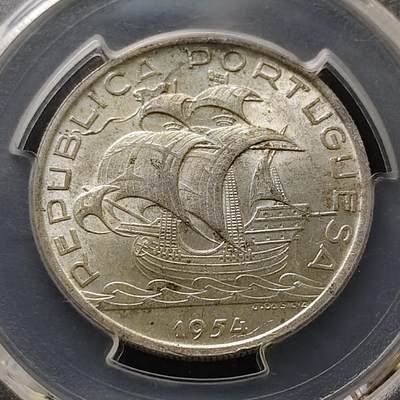 【全场包邮】纯粹捡漏拍489场（免费代拍第26场） - 葡萄牙1954年10埃斯库多（30毫米12.5克）帆船银币