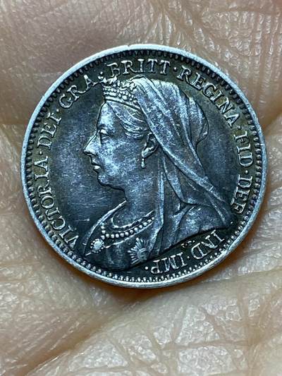 2025年第一百四十四场(总第一百七十场）品种丰富英国一线回流散币年末特拍场第一场(免佣金) - 少见Prooflike类精制币–英国🇬🇧1898年3便士银币(维多利亚女王老年披纱，925高银)