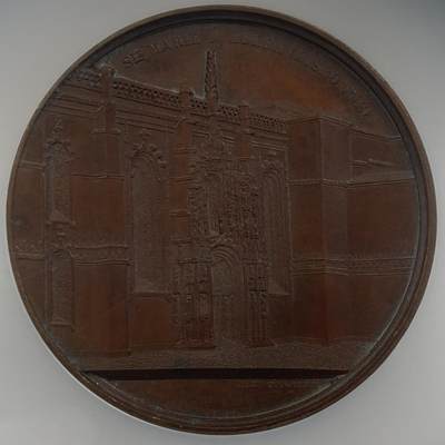 掌中浮雕-藏着的欧洲第047场 - NGC MS63 : 1867年葡萄牙贝伦修道院铜章，59mm，大师维纳作品