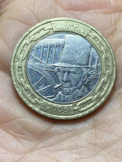 2025年第一百四十四场(总第一百七十场）品种丰富英国一线回流散币年末特拍场第一场(免佣金) - 英国🇬🇧2006年2英镑(19世纪英国最伟大的工程师之一，伊桑巴德·金德姆·布鲁内尔诞辰200周年纪念币， 2002年英国广播公司“最伟大的100名英国人”评选中位列第二，仅次于丘吉尔）