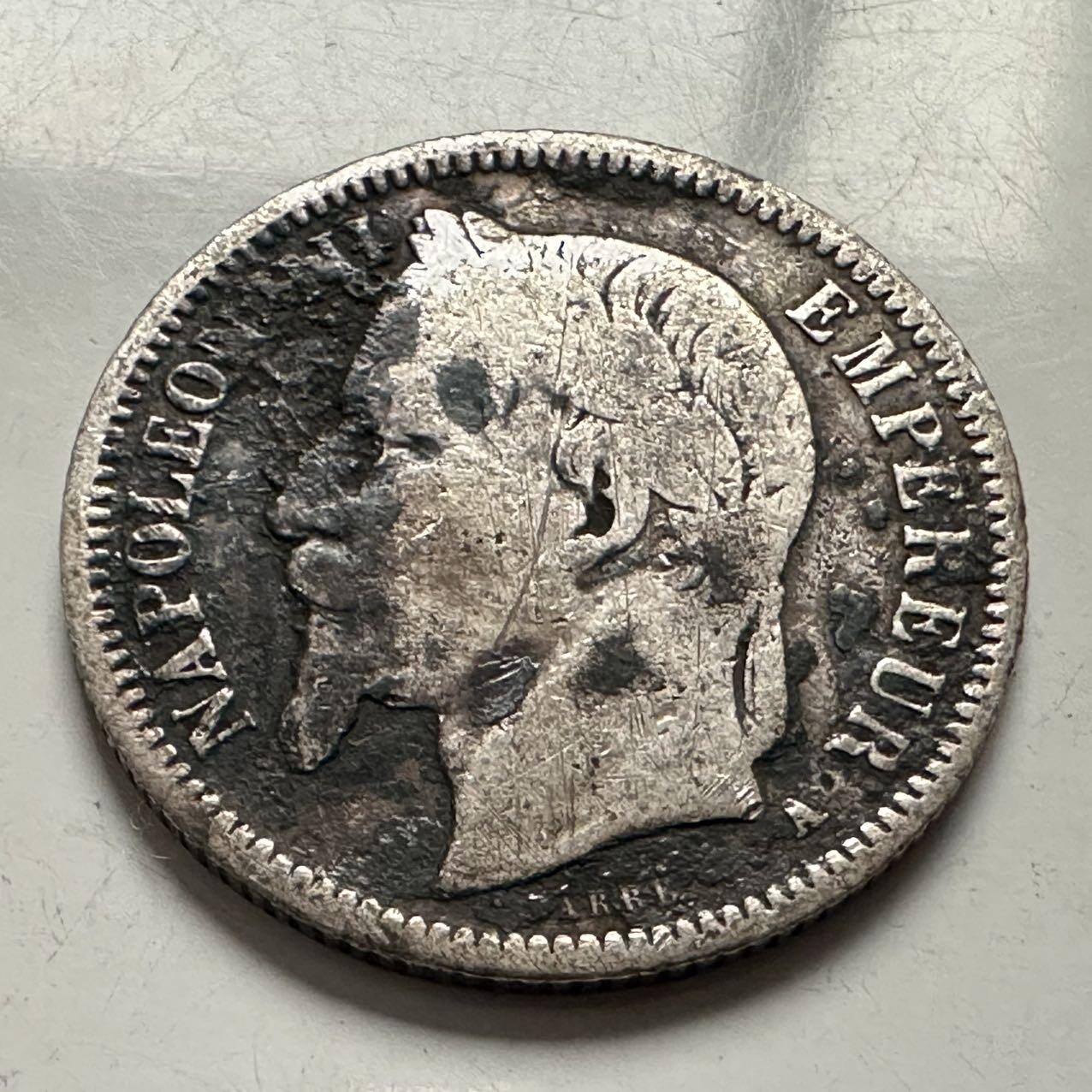 🌹外币初藏🌹🐯2025年第144场  每周二四六晚8️⃣点 接代拍 法国1869年一法郎银币 5克83.5%银